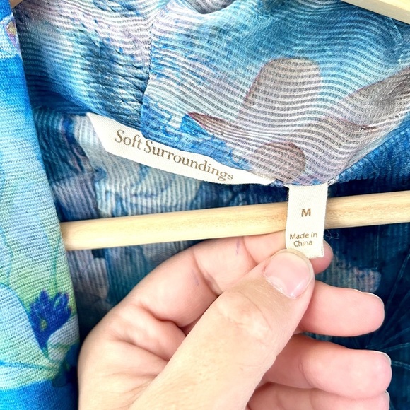 Soft Surroundings Tea Garden Topper Ethereal Open Front Blue Cardigan Sz Medium - Picture 6 of 11